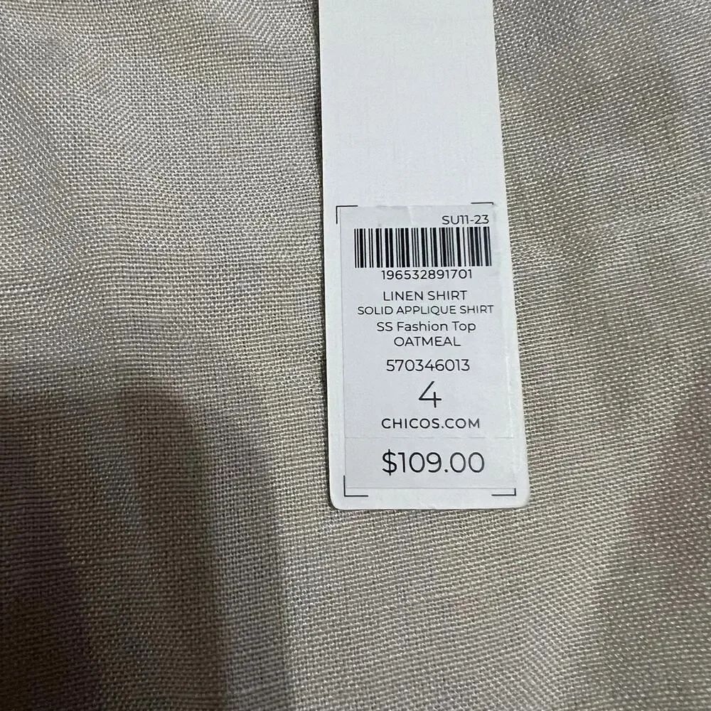 Chico's Linen Blend Blouse size 20 NWT - Picture 2 of 8